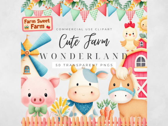 Download Farm Animals Clipart Watercolor Kids PNG - Premium Resources