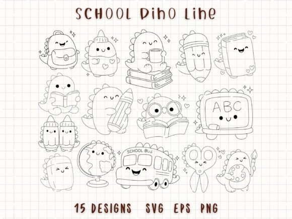 Download School Dino Line SVG Dinosaur Outline - School dino Collection