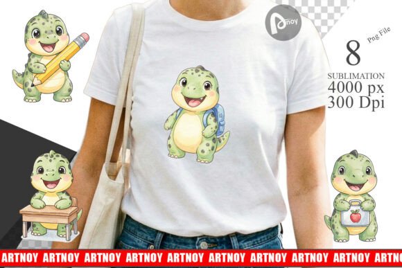 Download Watercolor School Dino Sublimation PNG - School dino Collection