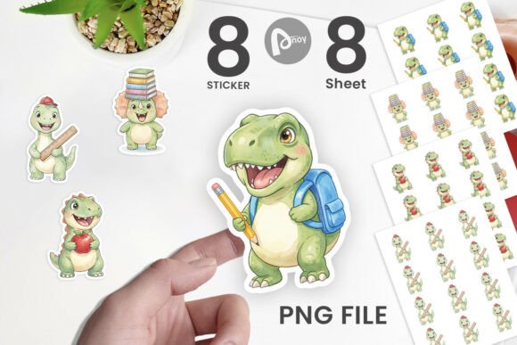 Download Watercolor First Day School Dino Sticker - School dino Collection