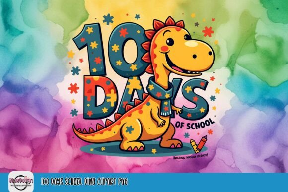 Download 100 Days School Dino Clipart PNG - Premium Bundle