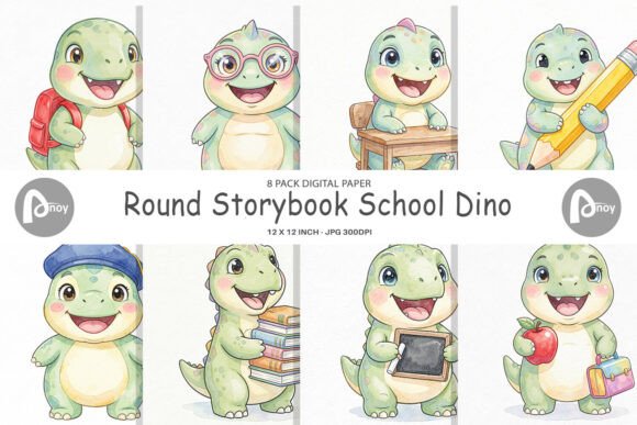 Download Storybook School Dino Digital Paper - Premium Resources
